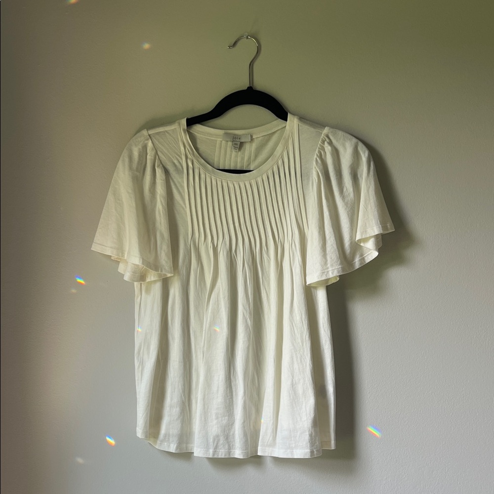 Joie Cream Pleated Top
